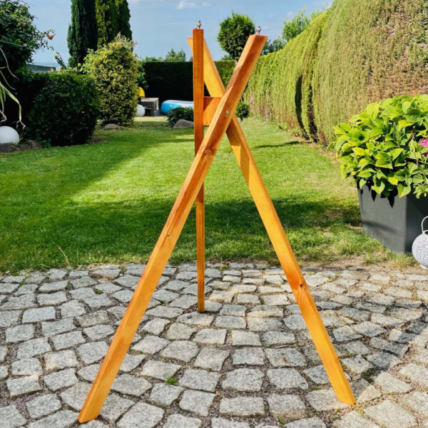 DARLUX massiver Dreibeinständer für Vogelhäuser M-XL Holz Braun Vogelhausständer