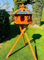 DARLUX Vogelfutterhaus XL Sechseck Vogelhaus aus Holz mit...