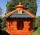 DARLUX Vogel Futter Haus XL Futterstelle Sechseck aus Holz Vogelhaus Braun/ Blau Vogelfutterhaus Wetterfest