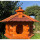 DARLUX Vogel Futter Haus XL Futterstelle Sechseck aus Holz Vogelhaus Braun/ Rot Vogelfutterhaus Wetterfest
