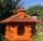 DARLUX Vogel Futter Haus XL Futterstelle Sechseck aus Holz Vogelhaus Braun/ Rot Vogelfutterhaus Wetterfest