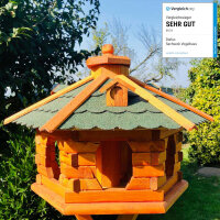 DARLUX Vogelfutterhaus XL Sechseck Vogelhaus aus Holz...