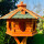 DARLUX Vogelfutterhaus XL Sechseck Vogelhaus aus Holz Braun/ Grün Futterstelle Vogelfutterhaus Wetterfest