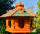 DARLUX Vogelfutterhaus XL Sechseck Vogelhaus aus Holz Braun/ Grün Futterstelle Vogelfutterhaus Wetterfest