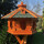 DARLUX Vogelfutterhaus XL Sechseck Vogelhaus aus Holz Braun/ Grün Futterstelle Vogelfutterhaus Wetterfest