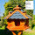 DARLUX Vogel Futter Haus L Sechseck Holz Vogelhaus Futterstelle Braun/ Blau Garten Vogelfutterhaus Wetterfest
