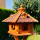 DARLUX Vogel Futter Haus L Sechseck Holz Vogelhaus Futterstelle Braun/ Rot Garten Vogelfutterhaus Wetterfest