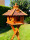 DARLUX Vogel Futter Haus L Sechseck Holz Vogelhaus mit Ständer Braun/ Rot Garten Vogelfutterhaus Wetterfest