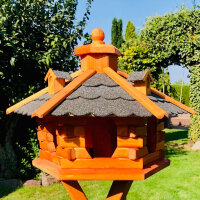 DARLUX Vogel Futter Haus L Sechseck Holz Vogelhaus Futterstelle Braun/ Schwarz Garten Vogelfutterhaus Wetterfest