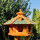 DARLUX Vogel Futter Haus L Sechseck Holz Vogelhaus Futterstelle Braun/ Grün Garten Vogelfutterhaus Wetterfest