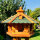 DARLUX Vogel Futter Haus L Sechseck Holz Vogelhaus Futterstelle Braun/ Grün Garten Vogelfutterhaus Wetterfest