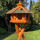 DARLUX Vogel Futter Haus L Sechseck Holz Vogelhaus mit Ständer Braun/ Grün Garten Vogelfutterhaus Wetterfest
