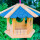 DARLUX Sechseck Vogel Futter Haus  Futterstelle Vogelhaus Hängend Braun/ Blau