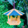 DARLUX Sechseck Vogel Futter Haus  Futterstelle Vogelhaus Hängend Braun/ Blau
