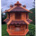 DARLUX Vogelvilla L Sechseck Doppelstock Holz Vogelhaus Futterstelle Braun/ Rot Garten Vogelfutterhaus Wetterfest
