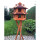 DARLUX Vogelvilla L Sechseck Doppelstock Holz Vogelhaus + Ständer Braun/ Rot Garten Vogelfutterhaus Wetterfest