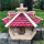 DARLUX Vogel Futter Haus L Sechseck Holz Vogelhaus Futterspender Natur/ Rot