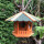 DARLUX Vogel Futter Haus Futterstelle Sechseck Holz-Vogelhaus Hängend Braun/Grün