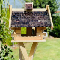 DARLUX Rechteckiges Vogel Futter Haus aus Holz Vogelhaus Natur/Dunkelbraun