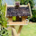 DARLUX Rechteckiges Vogel Futter Haus aus Holz Vogelhaus Natur/Dunkelbraun