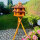 DARLUX Vogelvilla XL Futterstelle Sechseck Doppelstock Vogelhaus+Ständer Braun/ Rot  Garten Vogelfutterhaus Wetterfest