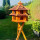 DARLUX Vogelvilla XL Futterstelle Sechseck Doppelstock Vogelhaus+Ständer Braun/ Rot  Garten Vogelfutterhaus Wetterfest