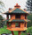 DARLUX Vogelvilla L Sechseck Doppelstock Holz Vogelhaus Futterstelle Braun/ Grün Garten Vogelfutterhaus Wetterfest