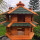 DARLUX Vogelvilla L Sechseck Doppelstock Holz Vogelhaus Futterstelle Braun/ Grün Garten Vogelfutterhaus Wetterfest