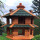 DARLUX Vogelvilla L Sechseck Doppelstock Holz Vogelhaus Futterstelle Braun/ Grün Garten Vogelfutterhaus Wetterfest