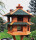 DARLUX Vogelvilla L Sechseck Doppelstock Holz Vogelhaus + Ständer Braun/ Grün Garten  Vogelfutterhaus  Wetterfest