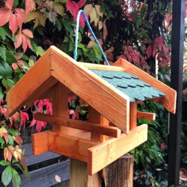 DARLUX Rechteckiges Vogel Futter Haus  Futterstelle Holz Vogelhaus Braun/Grün