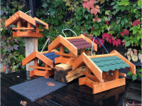 DARLUX Rechteckiges Vogel Futter Haus  Futterstelle Holz Vogelhaus Braun/Grün