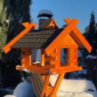 DARLUX Rechteckiges Vogel Futter Haus XL Futterstelle Holz Vogelhaus Braun/Dunkel