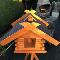 DARLUX Rechteckiges Vogel Futter Haus XL Futterstelle Holz Vogelhaus Braun/Dunkel