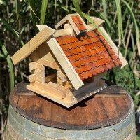 Rechteckiges Vogel Futter Haus Futterstelle aus Holz Vogelhaus Natur/Braun