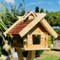 Rechteckiges Vogel Futter Haus Futterstelle aus Holz Vogelhaus Natur/Braun