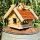 Rechteckiges Vogel Futter Haus Futterstelle aus Holz Vogelhaus Natur/Braun