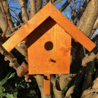 DARLUX Garten Holz Nistkasten Nisthaus Brutstätte für kleine Singvögel Braun/ Schwarz Wetterfest