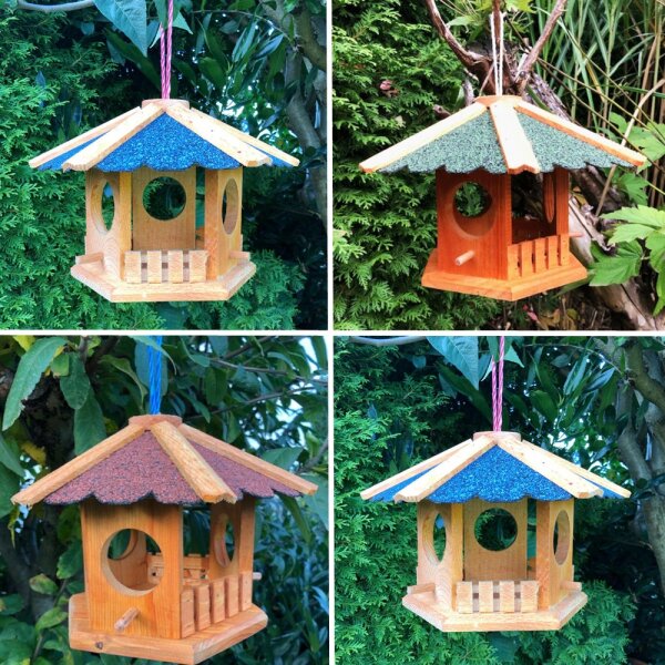 DARLUX Sechseck Vogel Futter Haus  Futterstelle Vogelhaus Hängend Blau Grün Rot