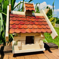Rechteckiges Vogel Futter Haus Futterstelle Vogelhaus aus Holz Natur/Rotbraun