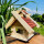 Rechteckiges Vogel Futter Haus Futterstelle Vogelhaus aus Holz Natur/Rotbraun