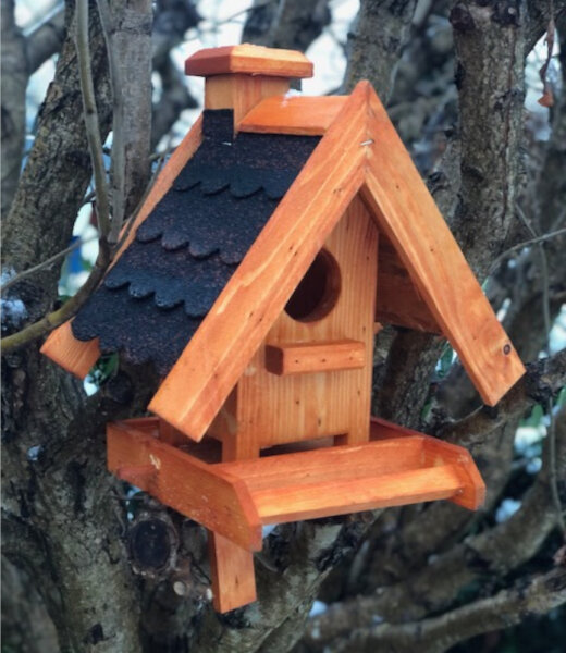 DARLUX Rechteckiges Holz Vogelhaus Vogel Futter Haus Futterstelle Braun /Schwarz