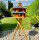 DARLUX Vogelvilla XL Futterstelle Sechseck Doppelstock Vogelhaus+Ständer Braun/ Blau Garten Vogelfutterhaus Wetterfest