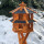 DARLUX Vogelvilla L Sechseck Doppelstock Holz Vogelhaus Futterstelle Braun/ Blau Garten Vogelfutterhaus Wetterfest