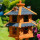 DARLUX Vogelvilla L Sechseck Doppelstock Holz Vogelhaus + Ständer Braun/ Blau Garten Vogelfutterhaus Wetterfest