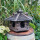 DARLUX Vogelfutterhaus XL Sechseck Vogelhaus aus Holz Dunkelbraun Futterstelle Vogelfutterhaus Wetterfest