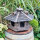 DARLUX Vogelfutterhaus XL Sechseck Vogelhaus aus Holz Dunkelbraun Futterstelle Vogelfutterhaus Wetterfest