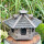 DARLUX Vogelfutterhaus XL Sechseck Vogelhaus aus Holz Dunkelbraun Futterstelle Vogelfutterhaus Wetterfest