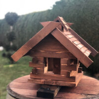 DARLUX Rechteckiges Holz Vogelhaus Futterstelle Futterspender Dunkelbraun