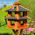DARLUX Vogelvilla XL Futterstelle Sechseck Doppelstock Holz Vogelhaus Braun/ Schwarz Garten Vogelfutterhaus Wetterfest